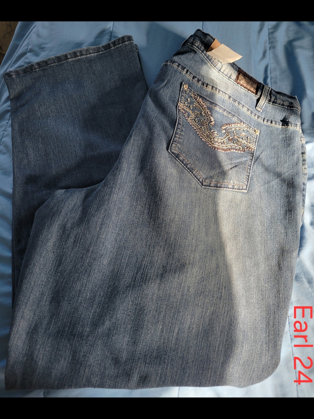 Embellished Back Pocket Light Wash Jeans